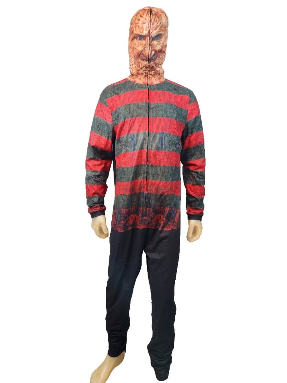 Nightmare On Elm St Freddy Adult LARGE Hoodie PJ Long Sleeve Zip Top Bottom NEW